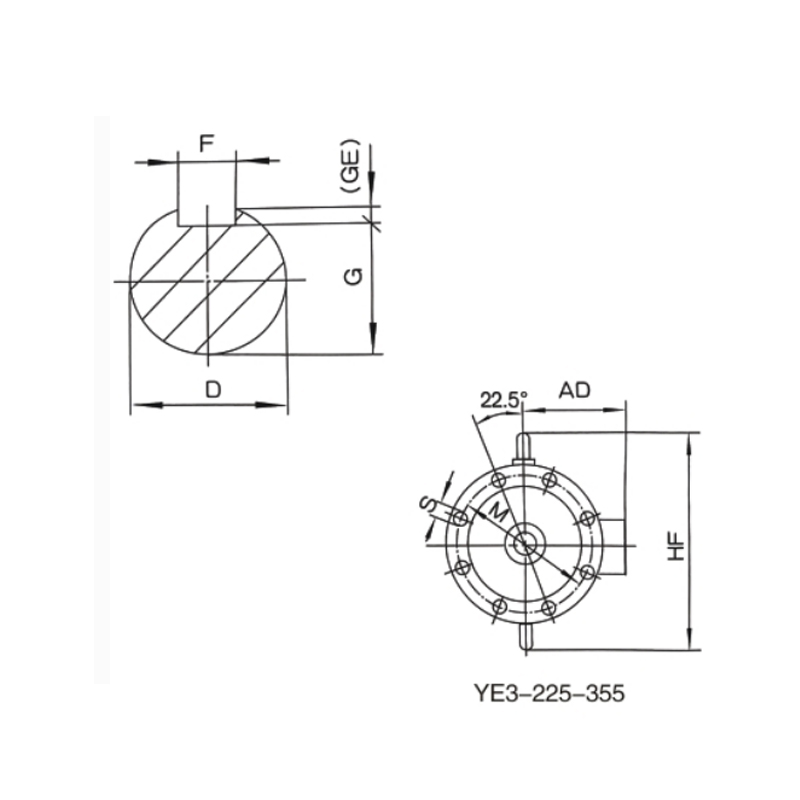 立式安裝、機(jī)座不帶底腳、端蓋上有凸緣的電動(dòng)機(jī)